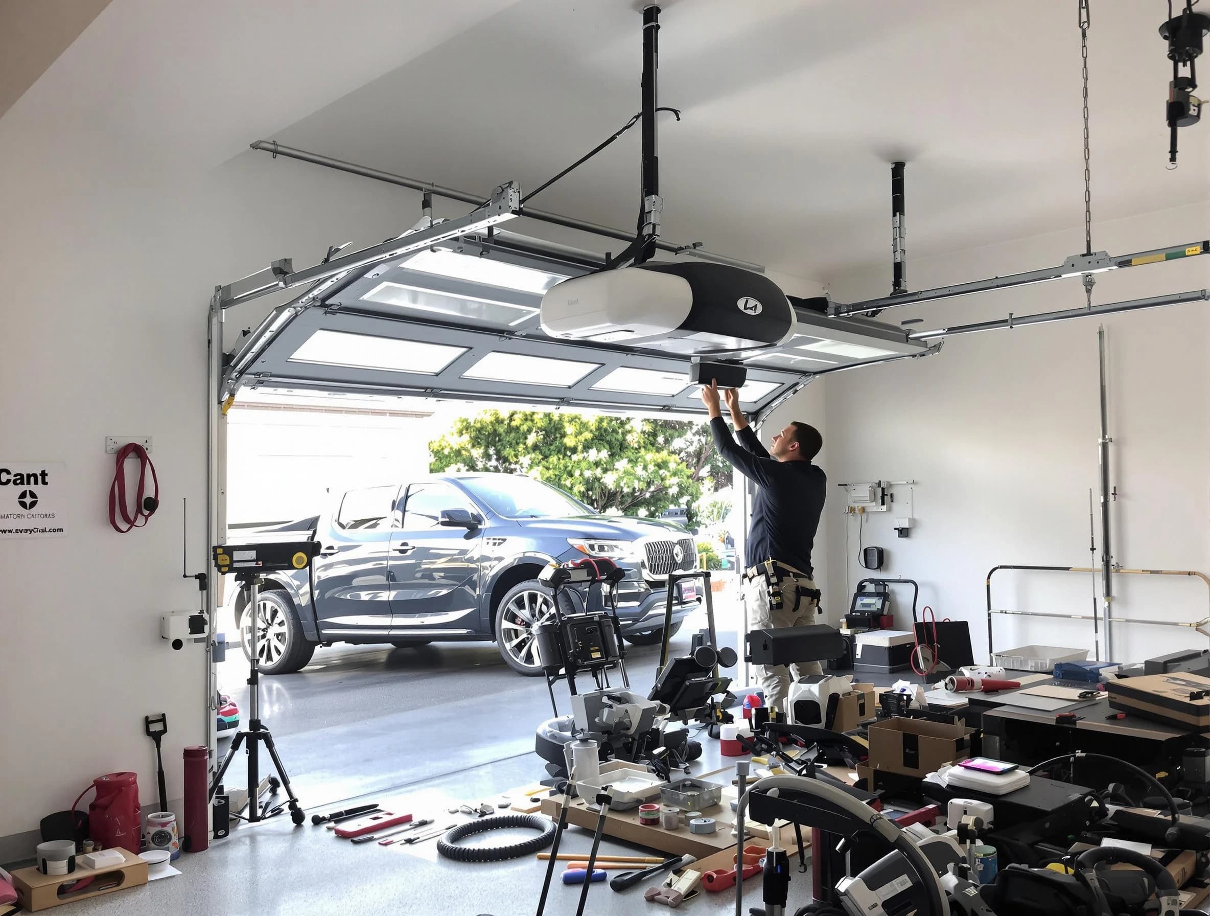 Federal Heights Garage Door Repair specialist installing smart garage door opener system in Federal Heights home