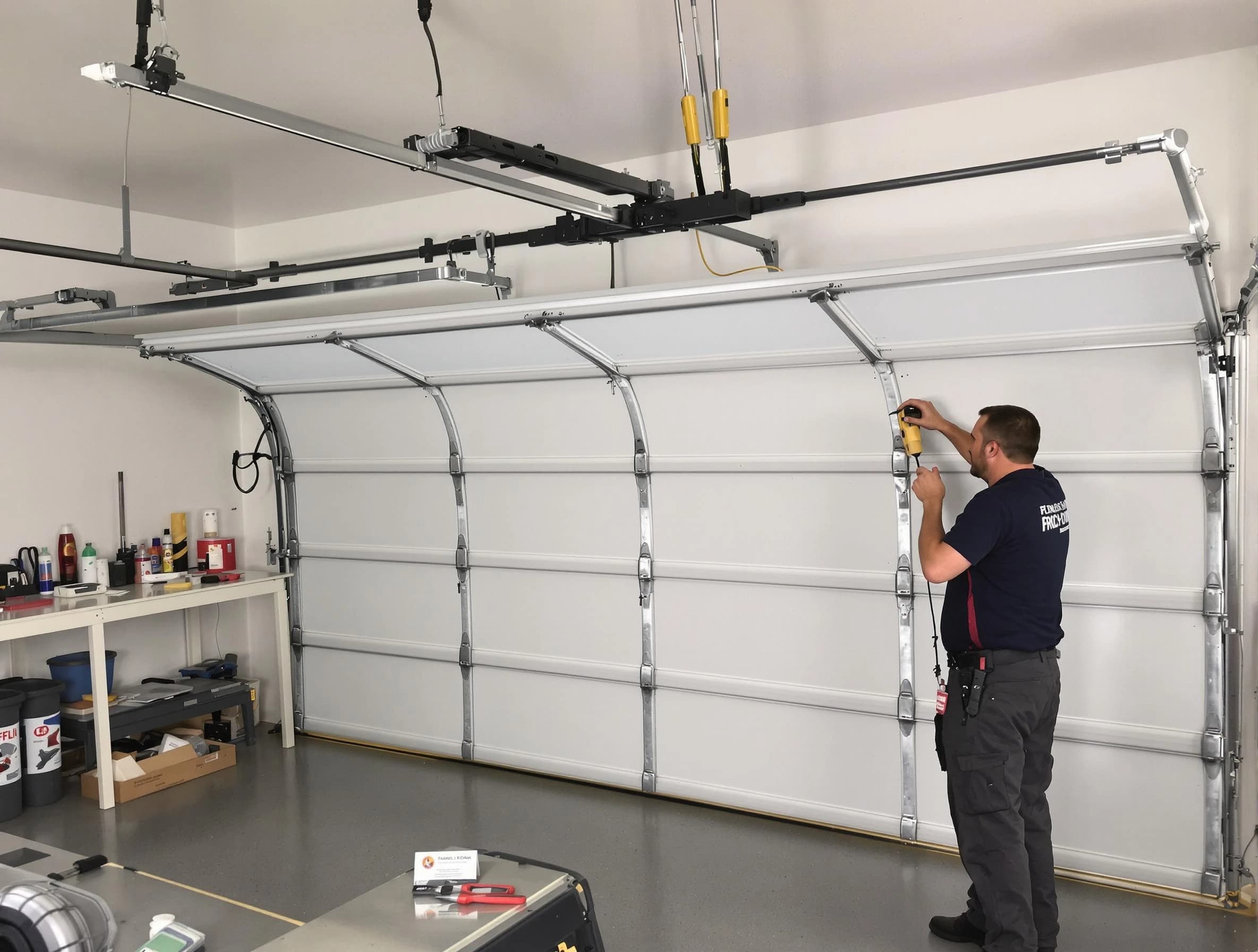 Federal Heights Garage Door Repair certified technician performing overhead door system repair in Federal Heights
