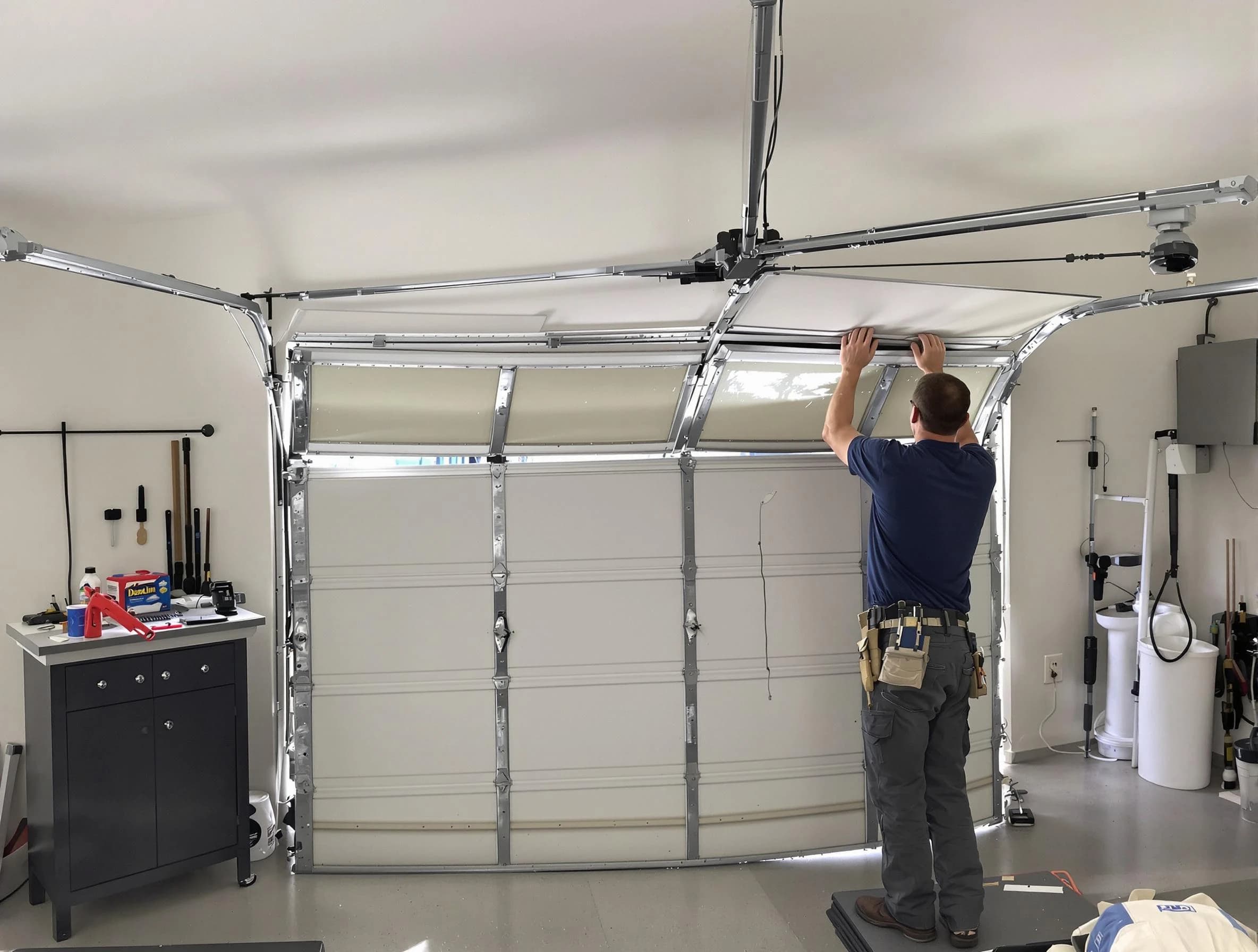 Federal Heights Garage Door Repair specialist performing precise section replacement on Federal Heights garage door