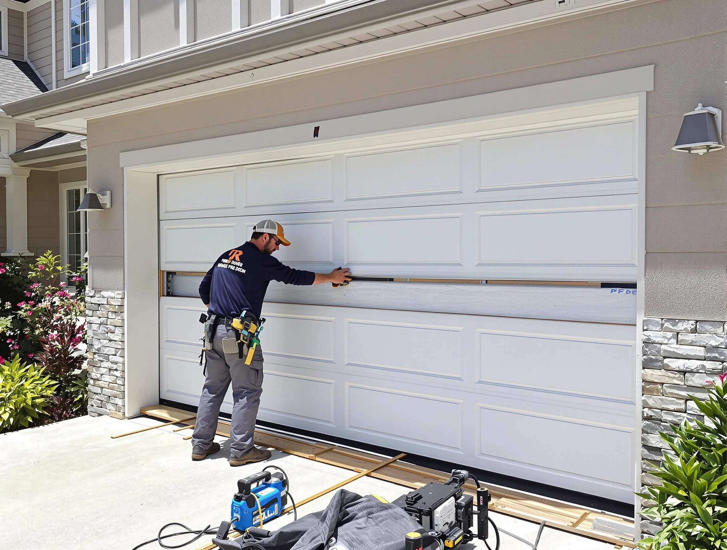 Federal Heights Garage Door Repair team performing complete garage door replacement at Federal Heights residence