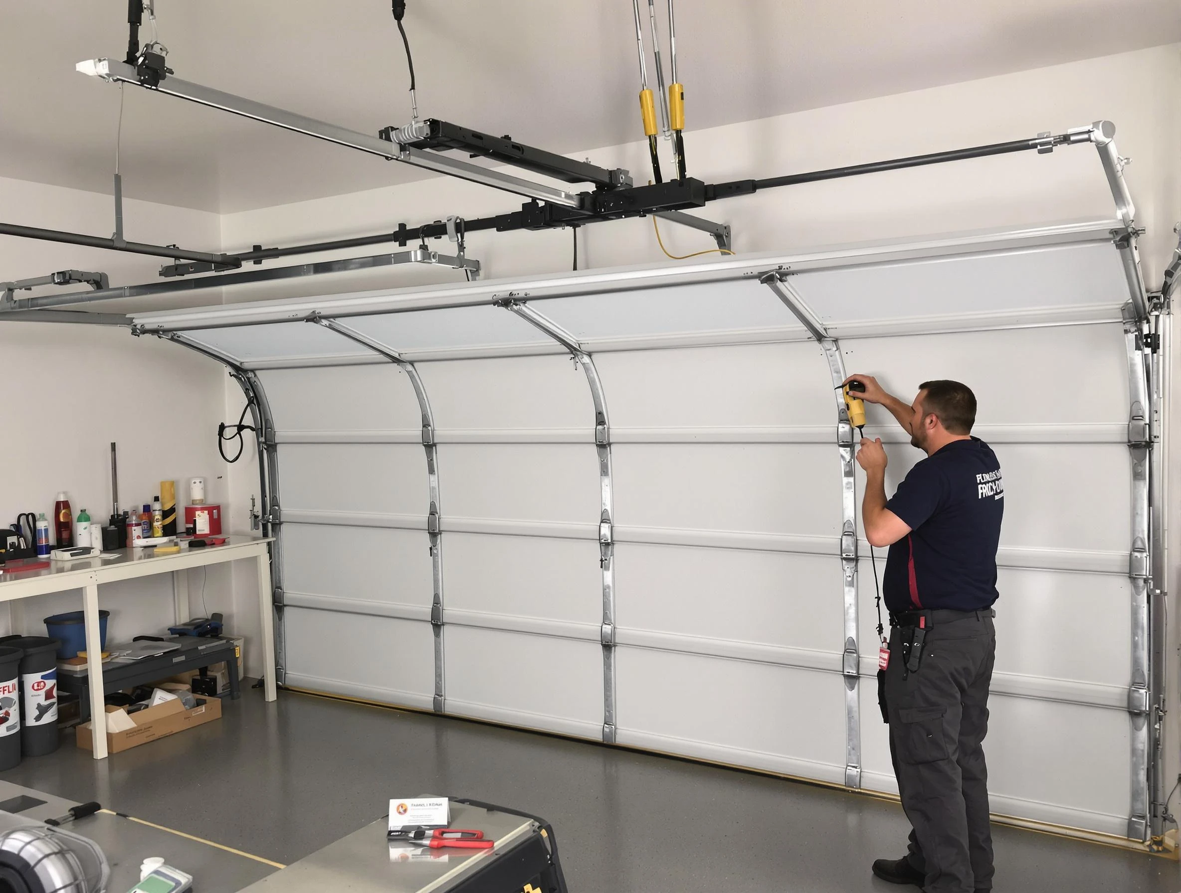 Federal Heights Garage Door Repair certified technician performing overhead door system repair in Federal Heights