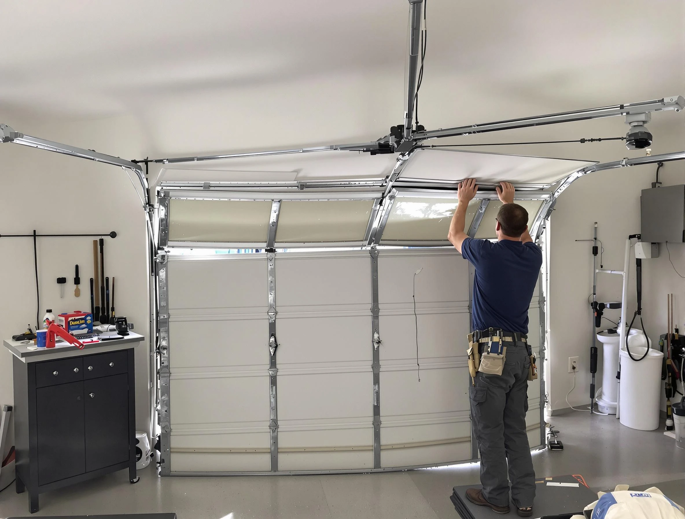 Federal Heights Garage Door Repair specialist performing precise section replacement on Federal Heights garage door